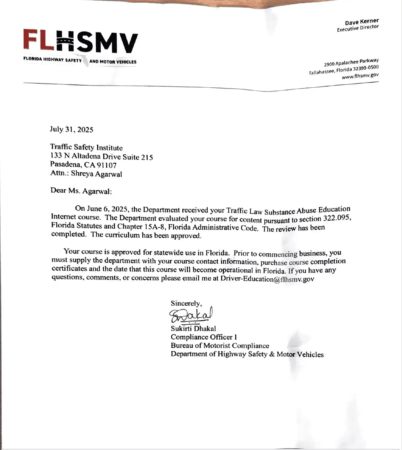 FLHSMV Approved TLSAE — Traffic Safety Institute
