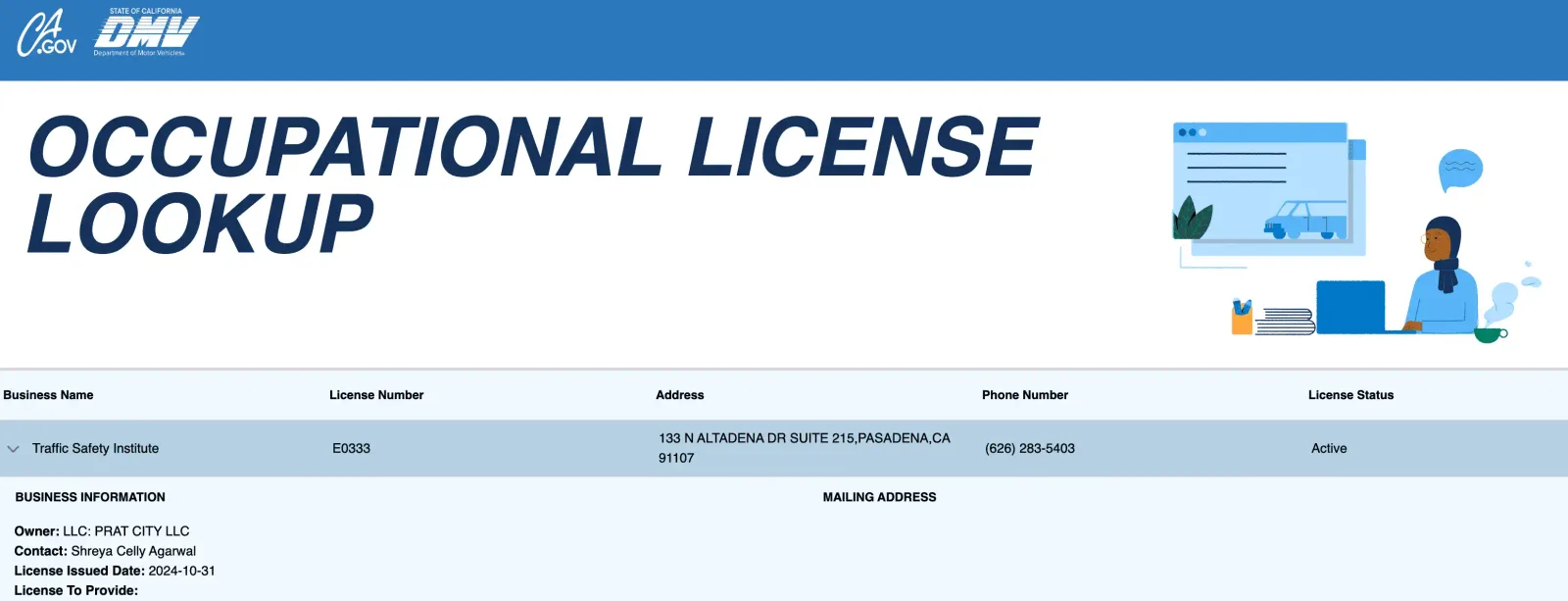 CA DMV Licensed Drivers Ed Course #E0333 — Traffic Safety Institute
